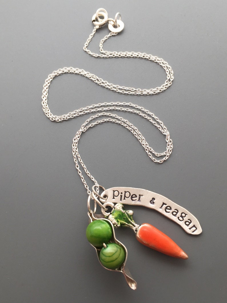 Peas and Carrots Charm Necklace image 2