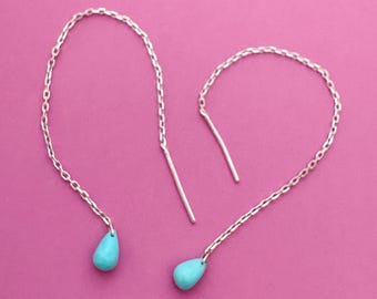 Sleeping Beauty Turquoise Threader Earrings