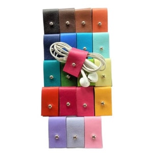 Genuine Leather Cable Organiser | Cord Wrap | Tech Organiser |Italian Leather Cord Winder | Cable Keeper |Tech Gifts | Tech Organiser