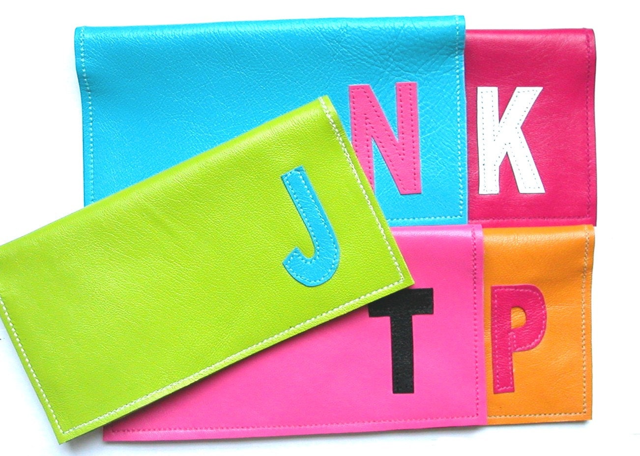 Custom Initial Leather Checkbook Cover, Monogram Leather Checkbook