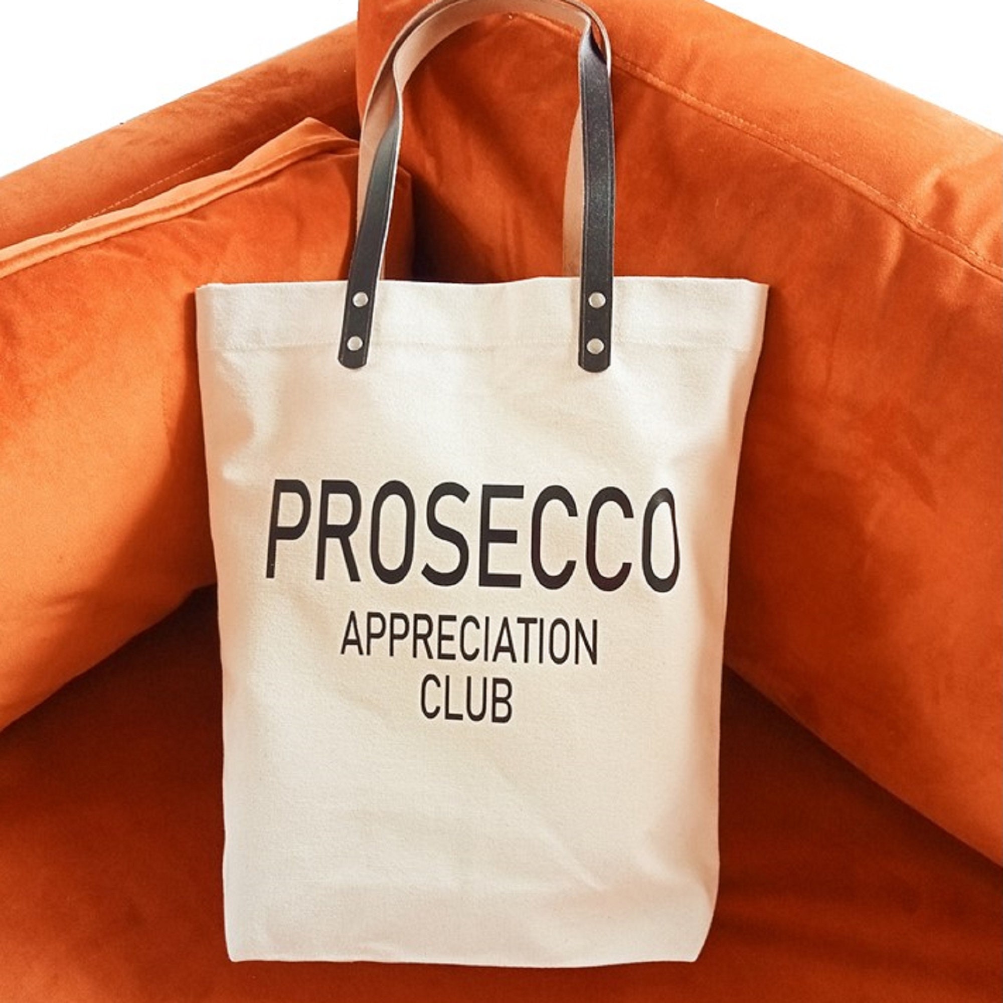 Prosecco Tote Bag With Leather Straps Personalised Canvas Tote Bag Reusable Canvas Bag Bridesmaid Gift Bag Etsy