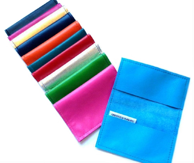 Metro Leather Business Card Holder Credit Card Wallet ID Wallet & Leather Credit Card Sleeve Slim Leather Wallet image 7