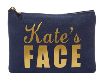 Personalised Canvas Makeup Bag: Monogrammed Cosmetic & Bridesmaid Pouch