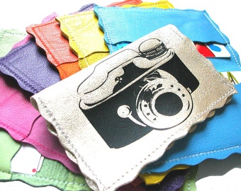 Vintage Camera Leather Business Card Holder |  Women's Slim Wallet | Credit Card Holder | Credit Card Wallet & Gift Card Holder