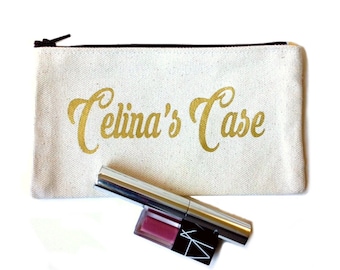 Personalised Canvas Makeup Bag: Monogrammed Cosmetic Pouch