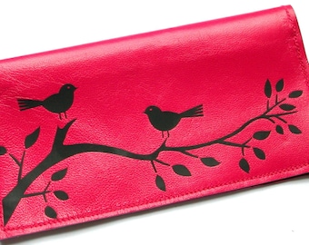 Berri Birds In Branch Leather Checkbook Cover, Leather Checkbook Holder, Leather Check Book Cover, Leather Checkbook Wallet