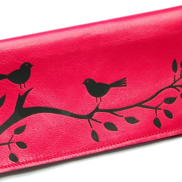 Berri Birds In Branch Leather Checkbook Cover, Leather Checkbook Holder, Leather Check Book Cover, Leather Checkbook Wallet