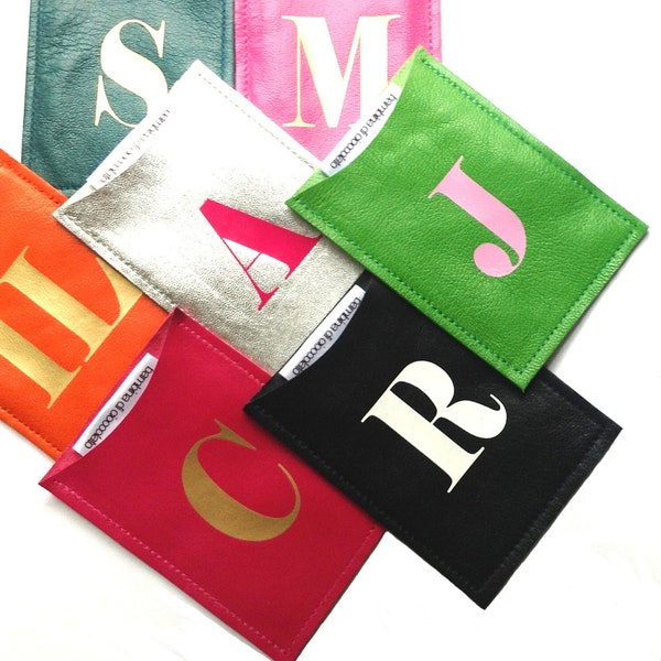 Sasha Monogram Leather Business Card Holder | Womens Monogram Slim Wallet | Personalised Custom Leather Case
