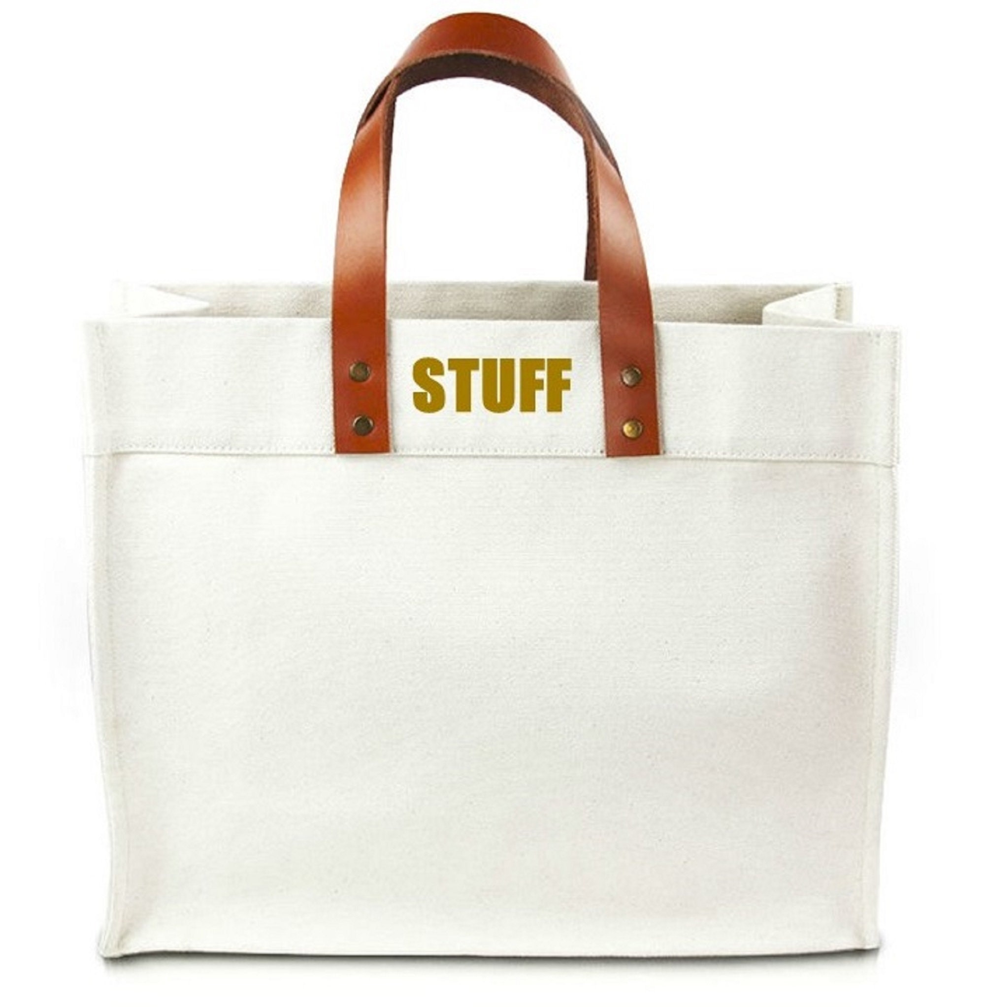 Custom Canvas Tote Bag With Leather Straps & Personalized Etsy