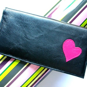 Berri Heart Applique Leather Checkbook Cover, Leather Checkbook Holder, Leather Checkbook Wallet, Leather Checkbook Cover image 2