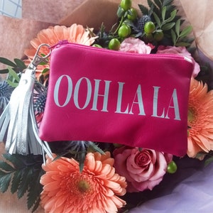 Maßgeschneiderte Leder-Geldbörse, personalisierte Leder-Geldbörse, rosa Leder-Geldbörse und individuelle Ledertasche