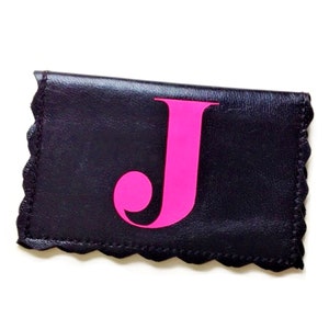 Portafoglio sottile personalizzato smerlato / Porta carte di credito monogrammato / Portafoglio in pelle personalizzato da donna / Porta abbonamento per autobus
