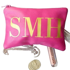 Austin Monogrammed Leather Change Purse, Personalised Coin Purse, Custom Women&#39;s Gift & Women&#39;s Leather Wallet