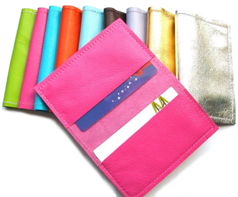 Metro Leather Business Card Holder Credit Card Wallet ID Wallet & Leather Credit Card Sleeve Slim Leather Wallet image 6
