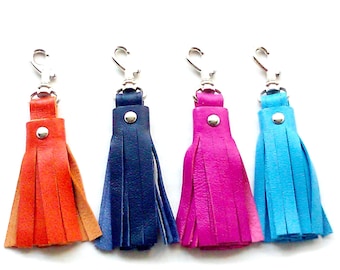 Lambskin Leather Tassel Keychain: Italian Leather Bag Charm
