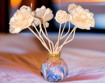 Flores de madera Sola con varillas de ratán / Difusor de aromaterapia / Decoración con fragancias para el hogar
