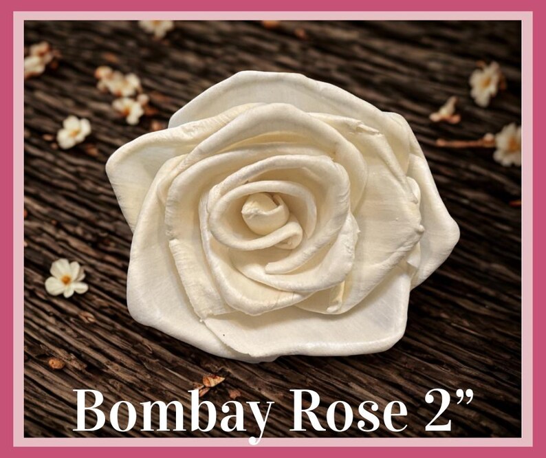 Sola-träblommor med rottingrör, dekorativa accenter, aromaterapidiffusortillbehör Bombay Rose 2”