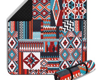 Heikoeco® Picknickdecke wasserdicht, XXL Extra groß Outdoor Decke 200X200,(Rote Quadrate)