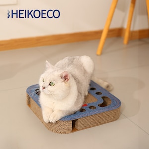 Heikoeco® Katzenspielzeug, Interaktives Kratzbrett Katze, Katzenspielzeug Selbstbeschäftigung mit 2 Glöckchen aus langlebiger Wellpappe