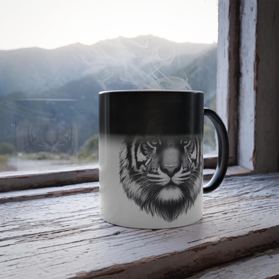 Tiger Color Changing Mug: Ceramic Heat Reactive Coffee Cup UK