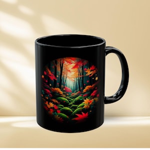 Fall Forest Ceramic Mug: Vibrant Maple Tree Coffee Cup