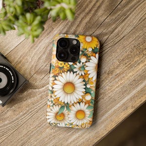 Yellow, white daisy's background theme, Tough Phone Cases
