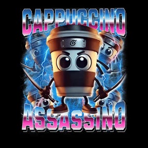 Cappuccino-Assassino Italiano-Brainrot Engraçado Geração Z Homens Mulheres, Download Digital Italiano Brainrot, PNG Digital
