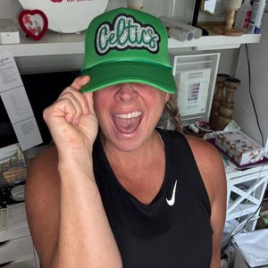 Celtics Trucker Hat Rhinestone Boston Celtics Basketball Patch Trendy Hats Trucker Hat Bling Hat