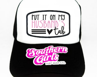 Husband&#39;s Tab Iron On Patch: Funny Trucker Hat Patch (4x2.5&quot;)