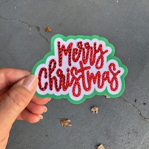 Merry Christmas Patch Rhinestone Patch Trendy Hats Trucker Hat Bling Hat  Glitter Sparkle