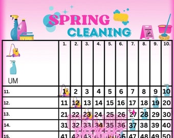 Spring Cleaning Bingo Board Grid