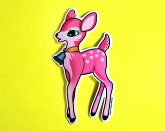 Pink Kitsch Deer Vinyl Sticker