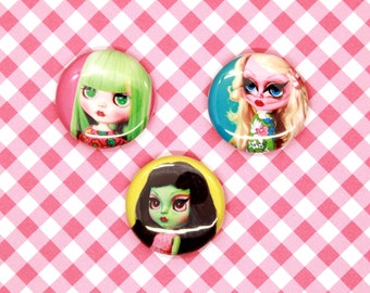 DEAR GIRLFACE DOLLS  1" Pins Button Blythe Doll / Series 2