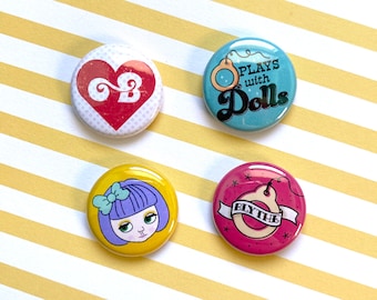 I LOVE BLYTHE 4 PACK / 1" Pins Buttons Blythe Doll