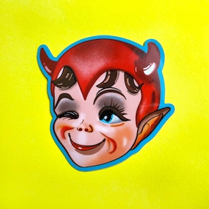 Pegatina de vinilo de cabeza de diablo pequeño