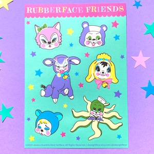 Rubberface Friends Matte Sticker Sheet | 4x6