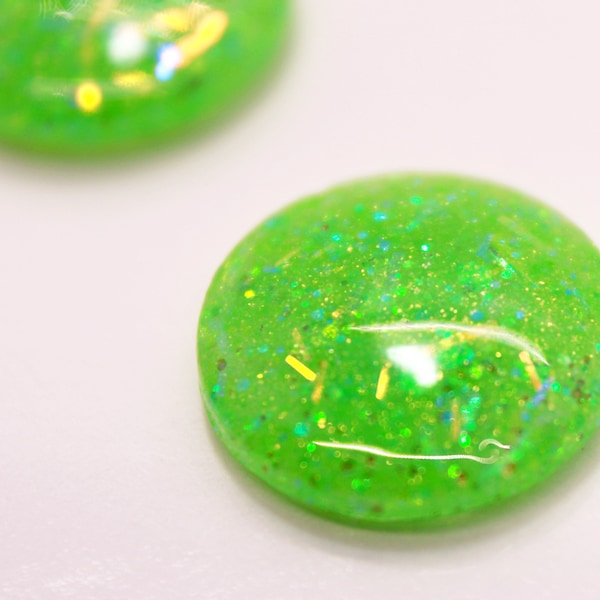 Slime Time / Neon Green Glitter Resin Blythe Eye Chips