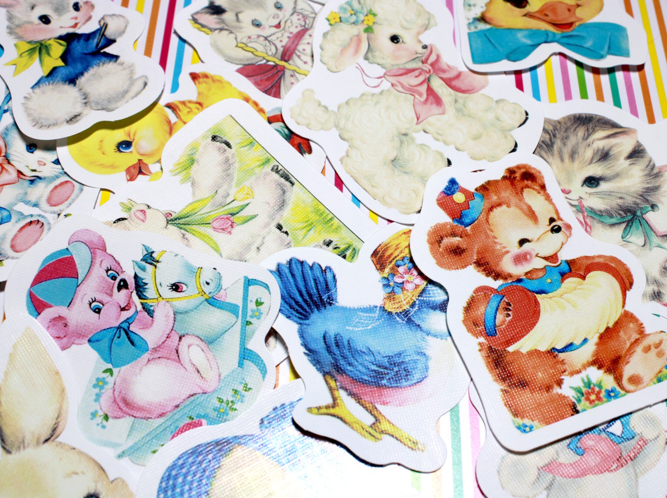Sweet Animal Babies / Vintage Kitschy Animals Stickers Large Etsy