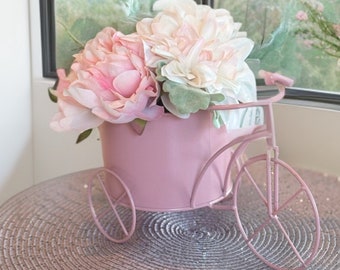 Pink antique tricycle flower pot