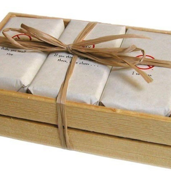 Men's Soap Gift Set Wood Crate for the Dude  - See Label Options - Groomsmen Gift for Men  -Wrapped in Funky Labeling Dad Groomsmen Gift etc
