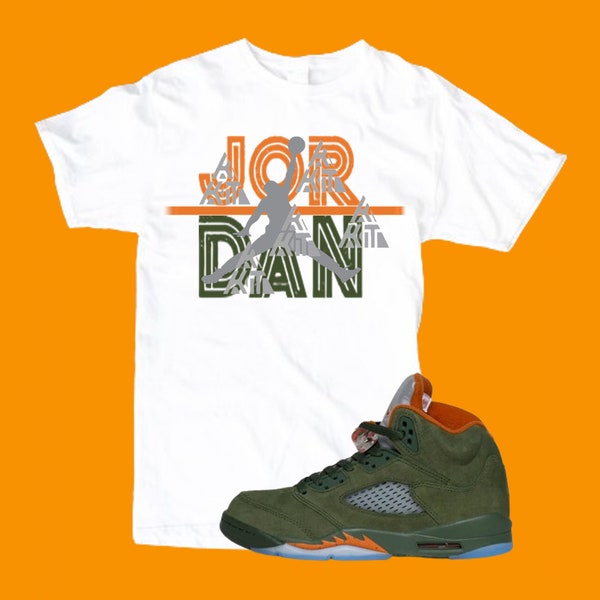 Jordan 5 Olive Green T-Shirt Match Sneaker Match Tees Olive "JorDan" PNG, SVG, and PDF