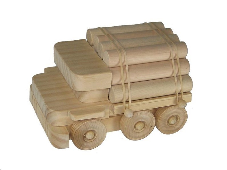Wooden Toy Logging Truck Etsy
