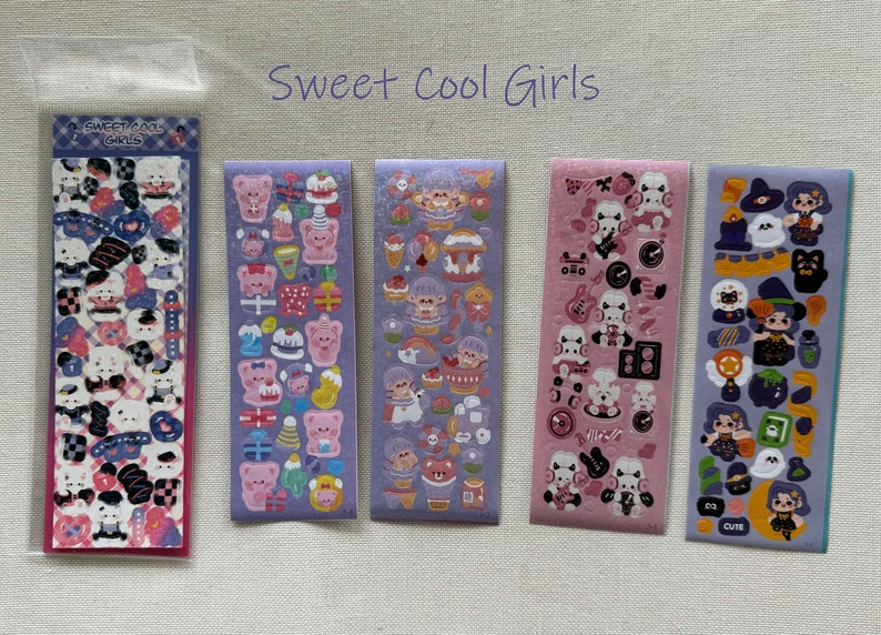 Cute Sticker Sheet Packs Sweet Cool Girls