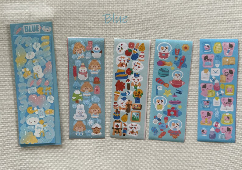 Cute Sticker Sheet Packs Blue