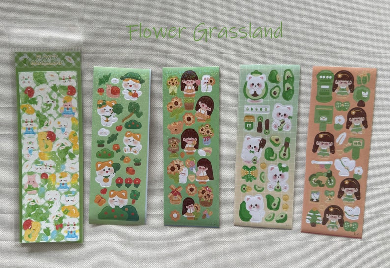 Cute Sticker Sheet Packs Flower Grassland