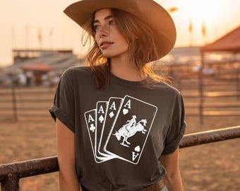 Ace Card Cowboy Unisex Shirt: Western Poker Rodeo Shirt, Vintage Cowboy Graphic Tee, Country Western Style, Coastal Cowgirl
