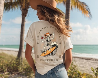 Küsten Cowgirl Skelett Surfer Shirt: Vintage Western Graphic Tee, Western Beach, Vintage Country Beach Style