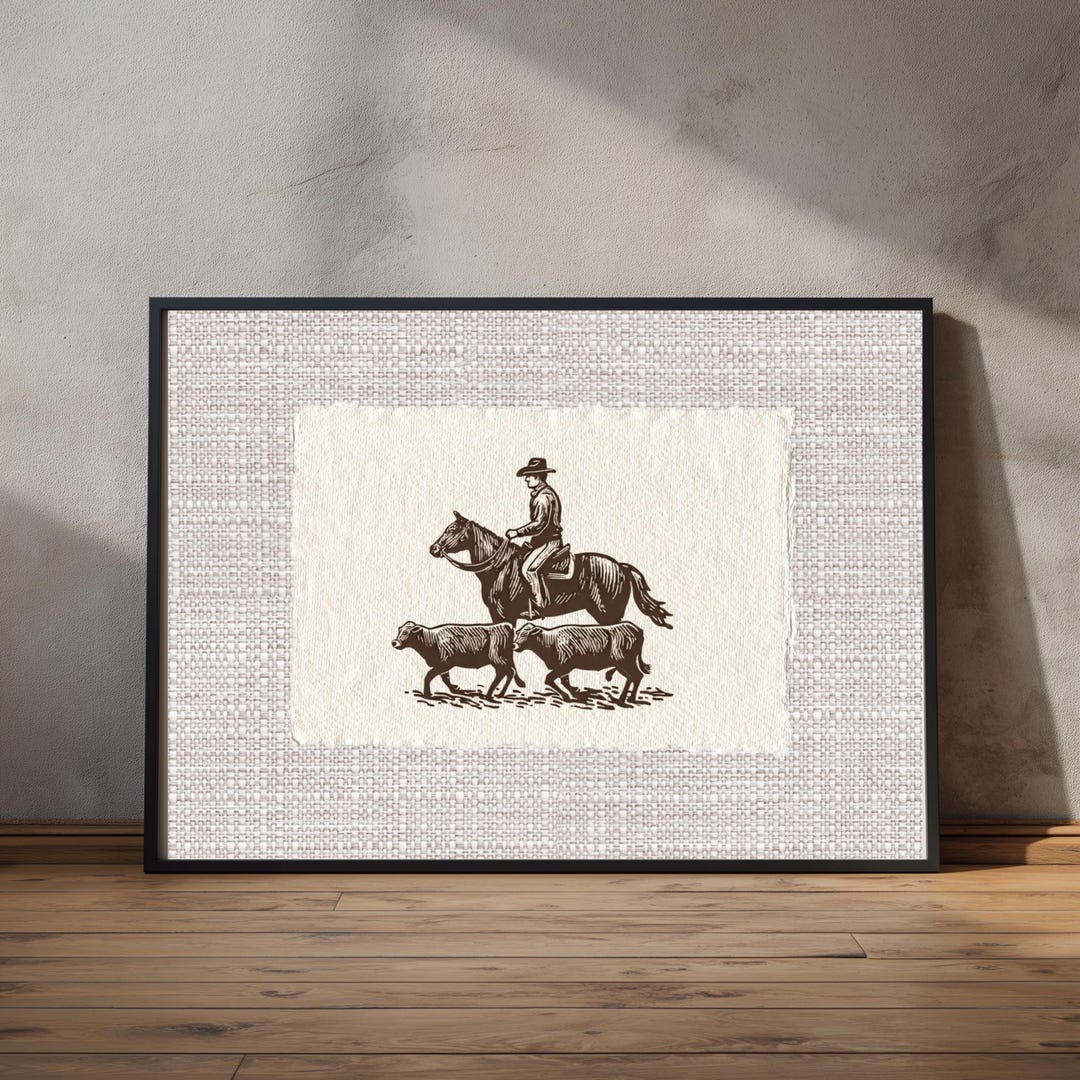 Western Ranching Graphics Vintage Cowboy Cattle Drive Print: Rustic Western Ranch Wall Art - Etsy