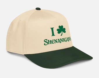 Ich liebe Shenanigans St. Patricks Day Hut: Lustige irische Pub-Kappe, St. Pattys Day Kleeblatt-Hut, grüner Bier-Party-Vati-Hut, irisches Geschenk