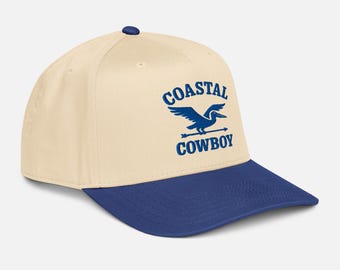 Coastal Cowboy Embroidered Hat: Cowboy Gifts, Western Style Hat, Beach Cowboy Trucker Hat
